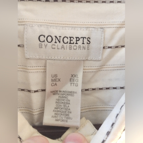Claiborne  Casual Off White Button Down Shirt with Subtle Stripes Size XXL.. - Picture 8 of 12